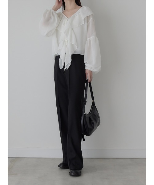 【セール】ダブルリボンフリルブラウス/ホワイト（シャツ/ブラウス）｜amel（エイメル）