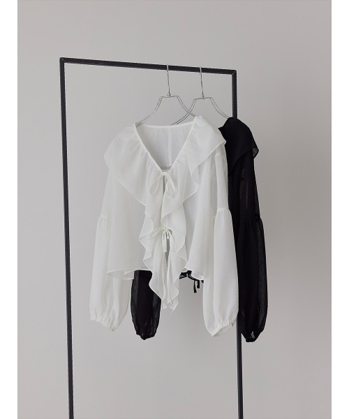 【セール】ダブルリボンフリルブラウス/ホワイト（シャツ/ブラウス）｜amel（エイメル）