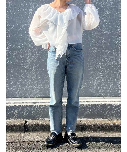 【セール】ダブルリボンフリルブラウス/ホワイト（シャツ/ブラウス）｜amel（エイメル）