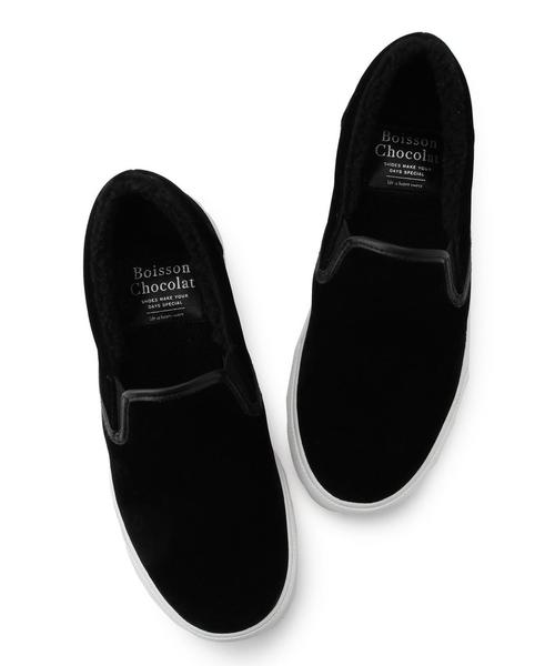 Boisson Chocolat(ボワソンショコラ)の「ボワソンショコラ/B BCウォームスリッポン(スニーカー・レディース・ブラック/ネイビー/グレー・37/36/39/38)」の2枚目の写真