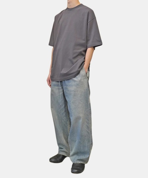 ATON(エイトン)の「【ATON】 FRESCA PLATE OVERSIZED T-SHIRT(Tシャツ/カットソー・メンズ・チャコールグレー・6/4)」の4枚目の写真