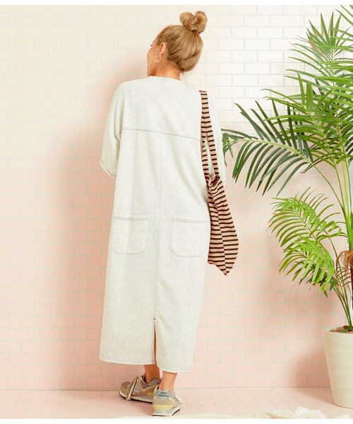 anap mimpi（アナップミンピ）の「ガーゼ裏毛 バック切替 5分袖 スウェット ワンピース（ワンピース・レディース・キナリ/ネイビー・FREE）」の9枚目の写真