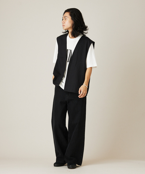 JOURNAL STANDARD（ジャーナルスタンダード）の「リネンヘリンボーン ベスト（ベスト・メンズ・ブラック/アイボリー/キャメル・MEDIUM/LARGE）」の5枚目の写真