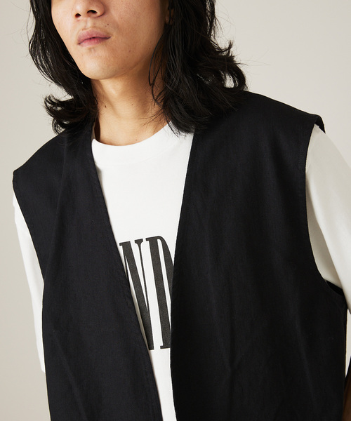 JOURNAL STANDARD（ジャーナルスタンダード）の「リネンヘリンボーン ベスト（ベスト・メンズ・ブラック/アイボリー/キャメル・MEDIUM/LARGE）」の14枚目の写真