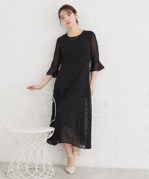 index(インデックス)の「◆≪S-LLsize≫ フロッキーフラワーバイカラーワンピース(ワンピース・レディース・グレー系/ブラック系/ベージュ系その他4・36/42/40/38)」の10枚目の写真