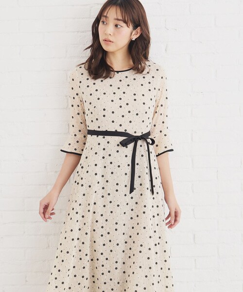 index(インデックス)の「◆≪S-LLsize≫ フロッキーフラワーバイカラーワンピース(ワンピース・レディース・グレー系/ブラック系/ベージュ系その他4・36/42/40/38)」の13枚目の写真
