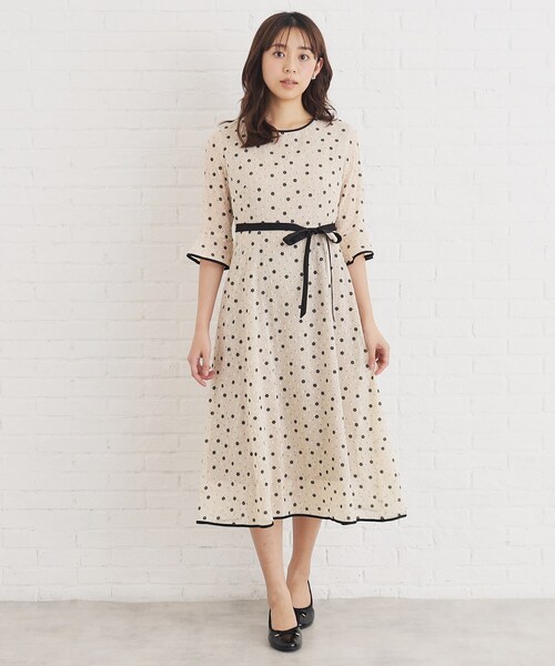 index(インデックス)の「◆≪S-LLsize≫ フロッキーフラワーバイカラーワンピース(ワンピース・レディース・グレー系/ブラック系/ベージュ系その他4・36/42/40/38)」の14枚目の写真