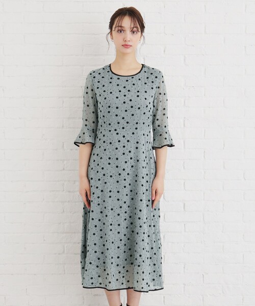 index(インデックス)の「◆≪S-LLsize≫ フロッキーフラワーバイカラーワンピース(ワンピース・レディース・グレー系/ブラック系/ベージュ系その他4・36/42/40/38)」の20枚目の写真