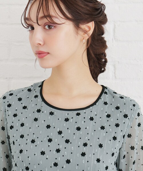 index(インデックス)の「◆≪S-LLsize≫ フロッキーフラワーバイカラーワンピース(ワンピース・レディース・グレー系/ブラック系/ベージュ系その他4・36/42/40/38)」の21枚目の写真