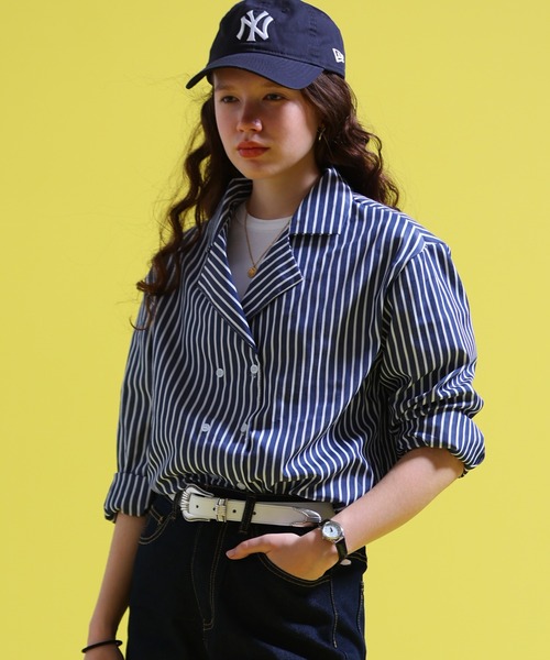 sara&cake（サラアンドケイク）の「ストライプ開襟ダブルシャツ