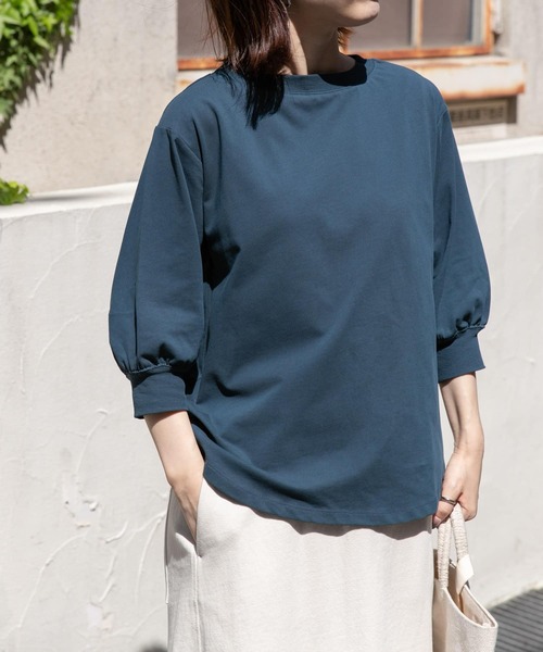 FORK&SPOON（フォークアンドスプーン）の「FORK&SPOON　ハイツイストコットンギャザースリーブTシャツ（Tシャツ/カットソー・レディース・ブラック/ブルー/オフホワイト/チャコールグレー/グリーン系その他/ミント・1）」の6枚目の写真