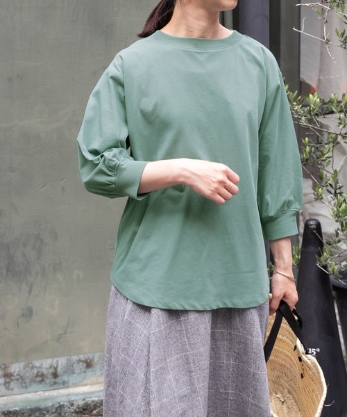 FORK&SPOON（フォークアンドスプーン）の「FORK&SPOON　ハイツイストコットンギャザースリーブTシャツ（Tシャツ/カットソー・レディース・ブラック/ブルー/オフホワイト/チャコールグレー/グリーン系その他/ミント・1）」の13枚目の写真