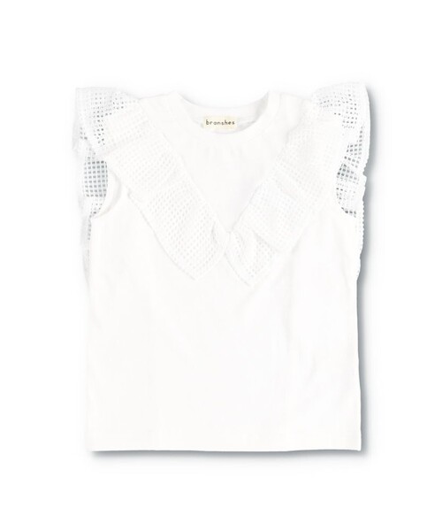 BRANSHES（ブランシェス）の「メッシュフリルTシャツ（Tシャツ/カットソー・キッズ・ブラック/ピンク/オフホワイト・100/120/130/110/140/90/150/80）」の4枚目の写真