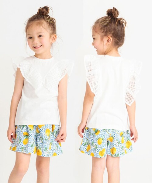 BRANSHES（ブランシェス）の「メッシュフリルTシャツ（Tシャツ/カットソー・キッズ・ブラック/ピンク/オフホワイト・100/120/130/110/140/90/150/80）」の5枚目の写真