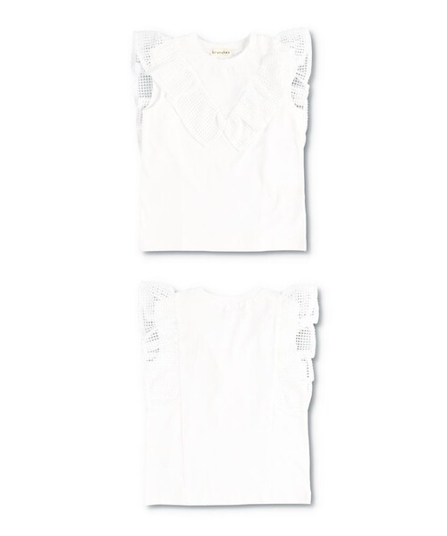 BRANSHES（ブランシェス）の「メッシュフリルTシャツ（Tシャツ/カットソー・キッズ・ブラック/ピンク/オフホワイト・100/120/130/110/140/90/150/80）」の7枚目の写真