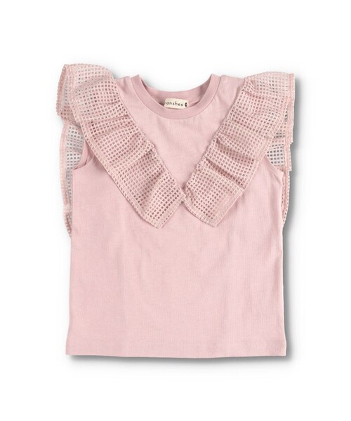 BRANSHES（ブランシェス）の「メッシュフリルTシャツ（Tシャツ/カットソー・キッズ・ブラック/ピンク/オフホワイト・100/120/130/110/140/90/150/80）」の9枚目の写真