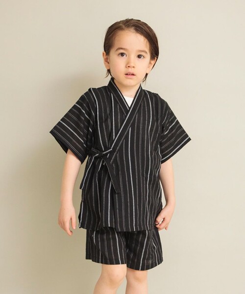 BRANSHES（ブランシェス）の「【甚平/京都TONOYO】しじら織り甚平（浴衣・キッズ・ブラック・90/100/110/120）」の4枚目の写真
