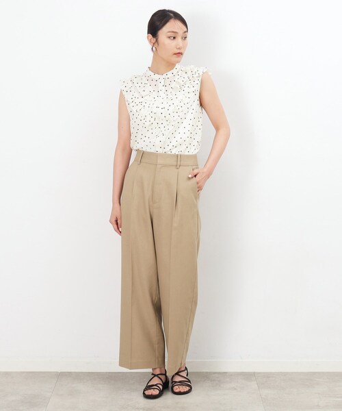 OPAQUE.CLIP（オペークドットクリップ）の「◆フロントフリル シアーブラウス【洗濯機洗い可】（シャツ/ブラウス・レディース・ブラック/ホワイト系1/ライトオレンジ系・40/38/36）」の13枚目の写真