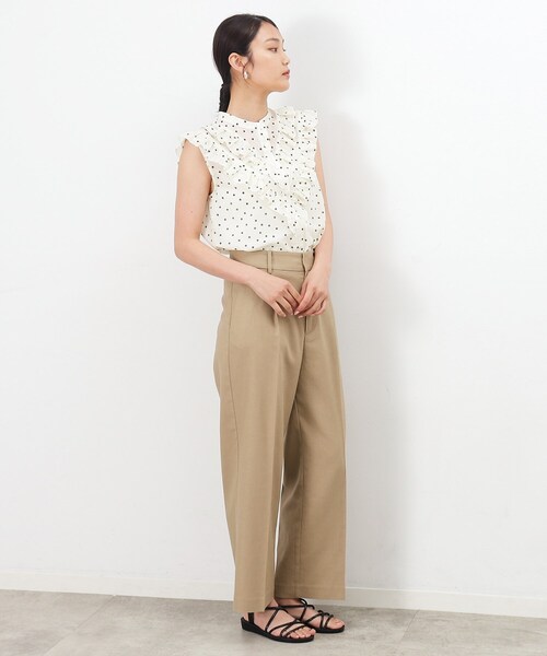 OPAQUE.CLIP（オペークドットクリップ）の「◆フロントフリル シアーブラウス【洗濯機洗い可】（シャツ/ブラウス・レディース・ブラック/ホワイト系1/ライトオレンジ系・40/38/36）」の14枚目の写真