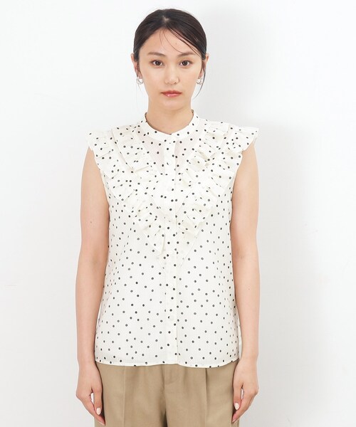 OPAQUE.CLIP（オペークドットクリップ）の「◆フロントフリル シアーブラウス【洗濯機洗い可】（シャツ/ブラウス・レディース・ブラック/ホワイト系1/ライトオレンジ系・40/38/36）」の16枚目の写真