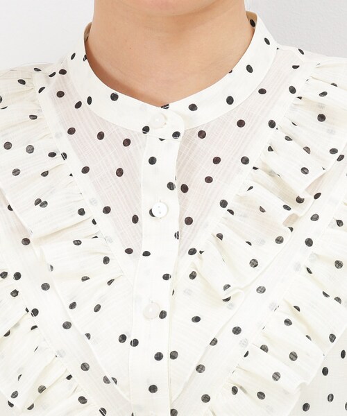 OPAQUE.CLIP（オペークドットクリップ）の「◆フロントフリル シアーブラウス【洗濯機洗い可】（シャツ/ブラウス・レディース・ブラック/ホワイト系1/ライトオレンジ系・40/38/36）」の19枚目の写真