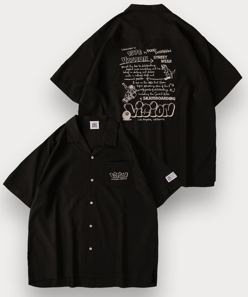 VISION STREET WEAR(ヴィジョンストリートウェア)の「【0】【VISION STREET WEAR/ヴィジョンストリートウェア】ゴーストスケーター&グラフィックデザイン オープンカラー 刺繍デザイン 半袖シャツ オーバーサイス(シャツ/ブラウス・メンズ・ブラック系その他/アイボリー/オフホワイト/サックスブルー/ブラック・L/XL/M)」の4枚目の写真