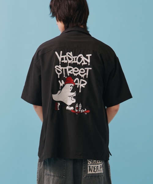 VISION STREET WEAR(ヴィジョンストリートウェア)の「【0】【VISION STREET WEAR/ヴィジョンストリートウェア】ゴーストスケーター&グラフィックデザイン オープンカラー 刺繍デザイン 半袖シャツ オーバーサイス(シャツ/ブラウス・メンズ・ブラック系その他/アイボリー/オフホワイト/サックスブルー/ブラック・L/XL/M)」の14枚目の写真