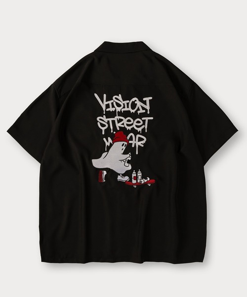 VISION STREET WEAR(ヴィジョンストリートウェア)の「【0】【VISION STREET WEAR/ヴィジョンストリートウェア】ゴーストスケーター&グラフィックデザイン オープンカラー 刺繍デザイン 半袖シャツ オーバーサイス(シャツ/ブラウス・メンズ・ブラック系その他/アイボリー/オフホワイト/サックスブルー/ブラック・L/XL/M)」の7枚目の写真