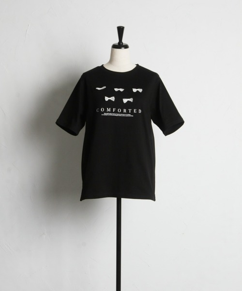 &. NOSTALGIA(アンドドットノスタルジア)の「【ZOZO限定】リボン&ロゴプリントT(Tシャツ/カットソー・レディース・オフホワイト/ブラック・M)」の16枚目の写真