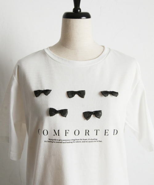 &. NOSTALGIA(アンドドットノスタルジア)の「【ZOZO限定】リボン&ロゴプリントT(Tシャツ/カットソー・レディース・オフホワイト/ブラック・M)」の12枚目の写真