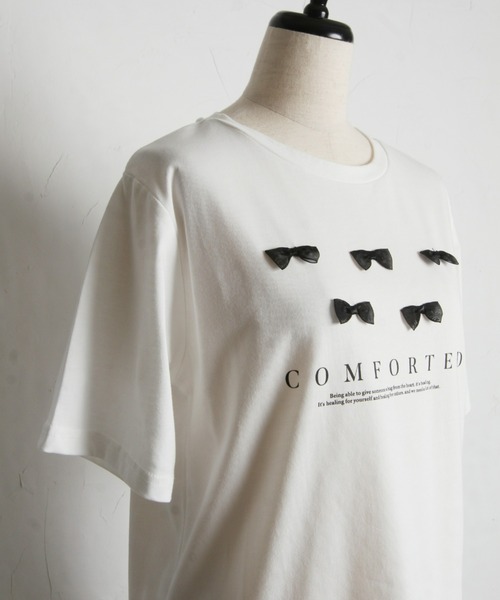 &. NOSTALGIA(アンドドットノスタルジア)の「【ZOZO限定】リボン&ロゴプリントT(Tシャツ/カットソー・レディース・オフホワイト/ブラック・M)」の10枚目の写真