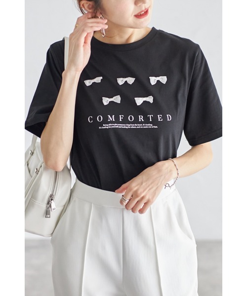 &. NOSTALGIA(アンドドットノスタルジア)の「【ZOZO限定】リボン&ロゴプリントT(Tシャツ/カットソー・レディース・オフホワイト/ブラック・M)」の19枚目の写真