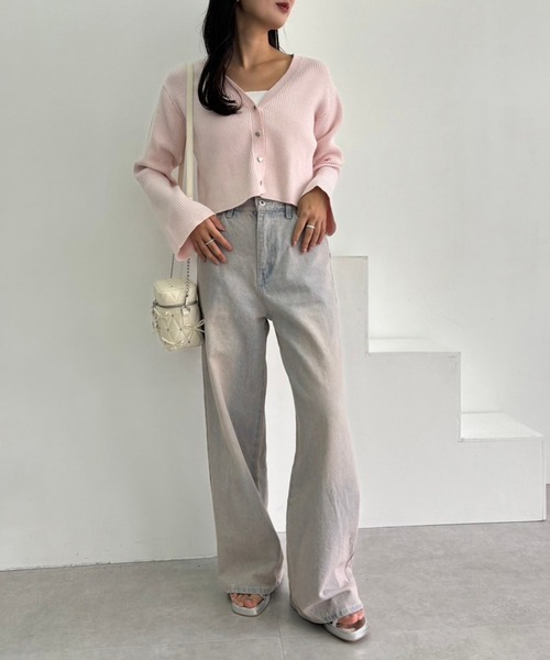 セール】【WEB限定アイテム】ハートボタンベルスリーブカーディガン