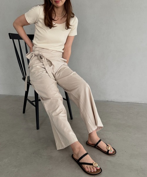 セール】ラップリネン混ワイドパンツ（その他パンツ）｜MYMOOD