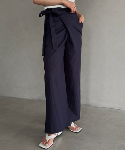 セール】ラップリネン混ワイドパンツ（その他パンツ）｜MYMOOD
