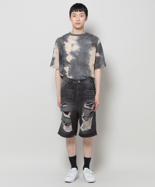 INFLATION(インフレーション)の「INFLATION/RIPPEDデニムショートパンツ(デニムパンツ・メンズ・ブラック・MEDIUM/LARGE)」の11枚目の写真