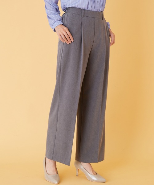 BELLUNA PLUS(ベルーナ)の「サマ見え!美脚タック使いワイドパンツ60(その他パンツ・レディース・杢グレー/カーキ/アイボリー/ブラック・X-LARGE/LARGE/MEDIUM/SMALL)」の4枚目の写真