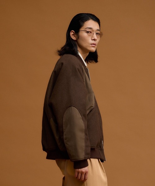 soerte（ソエルテ）の「WOOL BLEND SWITCHING BLOUSON/ウールブレンド異素材切替ブルゾン（ブルゾン・メンズ・ブラック/ブラウン・3/2/1）」の16枚目の写真
