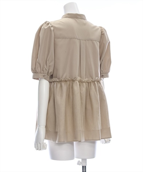 clear（クリア）の「チュールドッキングペプラムブラウス［オフィスカジュアル 着回し抜群 大人］≪再入荷≫（シャツ/ブラウス・レディース・ブラック/オフホワイト/ベージュ・F）」の13枚目の写真