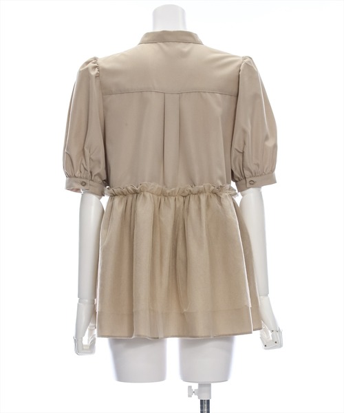 clear（クリア）の「チュールドッキングペプラムブラウス［オフィスカジュアル 着回し抜群 大人］≪再入荷≫（シャツ/ブラウス・レディース・ブラック/オフホワイト/ベージュ・F）」の12枚目の写真