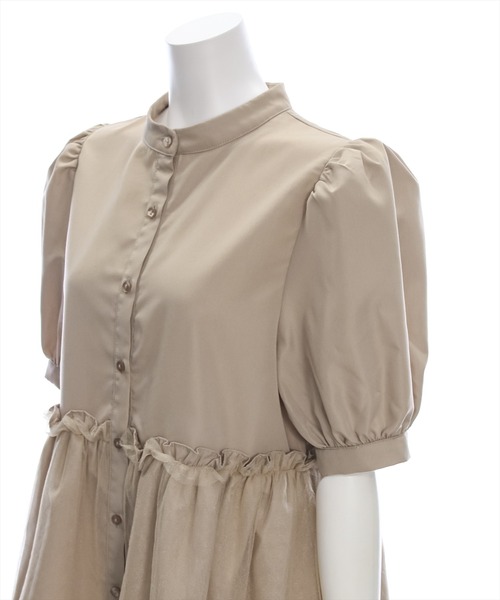 clear（クリア）の「チュールドッキングペプラムブラウス［オフィスカジュアル 着回し抜群 大人］≪再入荷≫（シャツ/ブラウス・レディース・ブラック/オフホワイト/ベージュ・F）」の10枚目の写真