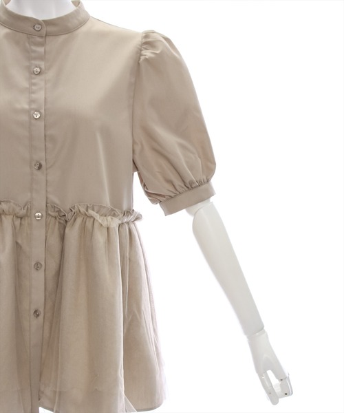 clear（クリア）の「チュールドッキングペプラムブラウス［オフィスカジュアル 着回し抜群 大人］≪再入荷≫（シャツ/ブラウス・レディース・ブラック/オフホワイト/ベージュ・F）」の11枚目の写真