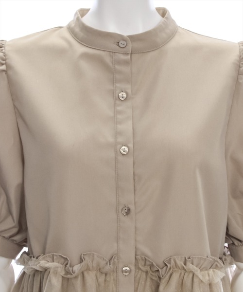 clear（クリア）の「チュールドッキングペプラムブラウス［オフィスカジュアル 着回し抜群 大人］≪再入荷≫（シャツ/ブラウス・レディース・ブラック/オフホワイト/ベージュ・F）」の9枚目の写真