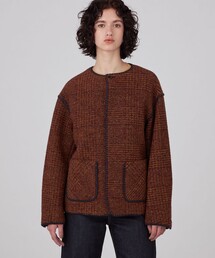 美品MACPHEE チェックスパーク クルーネックジャケットノーカラージャケット MACPHEE（マカフィー）の「チェックスパーク クルーネックジャケット