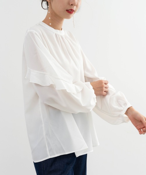 ANNA LUNA(アンナルナ)の「【ANNA LUNA】オケージョンにも◎自然に体型カバーが叶う袖フリルブラウス(シャツ/ブラウス・レディース・オフホワイト/ブラック・LARGE/MEDIUM)」の20枚目の写真