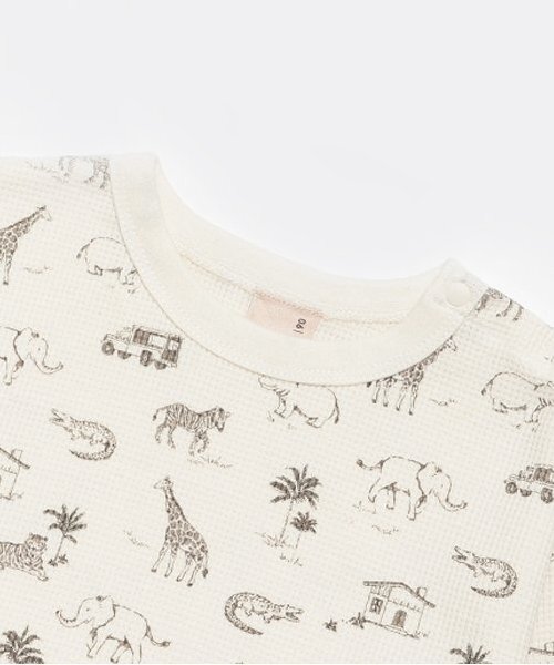 セール】ワッフル動物総柄長袖T（Tシャツ/カットソー）｜petit main