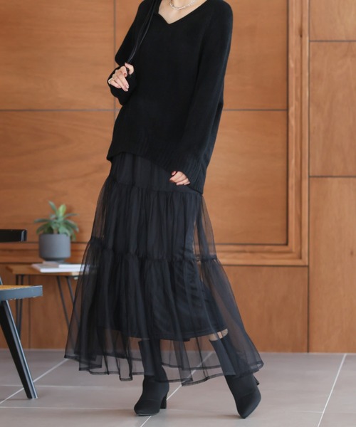 VIVIAN(ヴィヴィアン)の「ポインテッドトゥプレートヒールニットショートブーツ(ブーツ・レディース・ブラック・S/M/L/LL)」の13枚目の写真