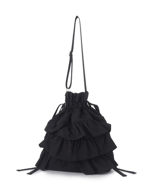 OPAQUE.CLIP（オペークドットクリップ）の「◆【2WAY／A4サイズ対応】ドロストリボンフリルティアードショルダーバッグ（ショルダーバッグ・レディース・ベージュ/ブラック/グレー・00）」の2枚目の写真