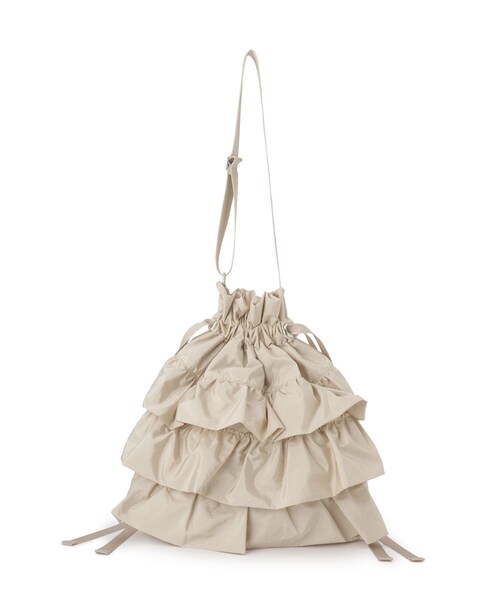 OPAQUE.CLIP（オペークドットクリップ）の「◆【2WAY／A4サイズ対応】ドロストリボンフリルティアードショルダーバッグ（ショルダーバッグ・レディース・ベージュ/ブラック/グレー・00）」の5枚目の写真