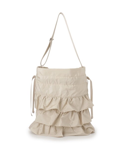 OPAQUE.CLIP（オペークドットクリップ）の「◆【2WAY／A4サイズ対応】ドロストリボンフリルティアードショルダーバッグ（ショルダーバッグ・レディース・ベージュ/ブラック/グレー・00）」の15枚目の写真